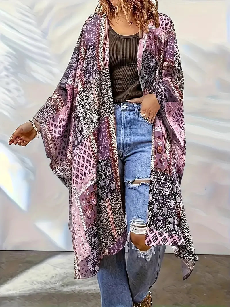 Geometrical Plus Size Kimono