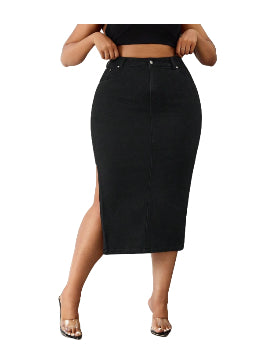 Cady High-Rise Denim Skirt