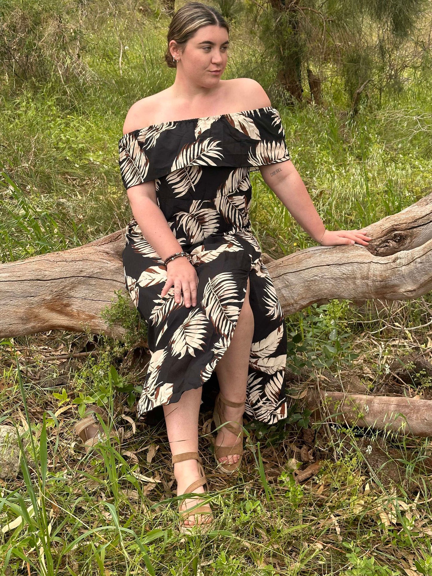 Tropical Off Shoulder Dress