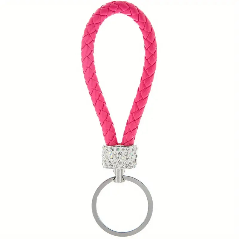 Braided Bling Leather Key Ring