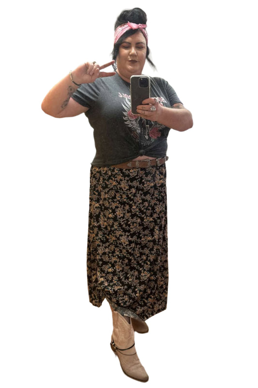 Black Floral Skirt