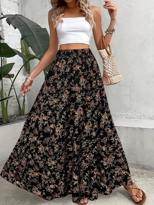 Black Floral Skirt