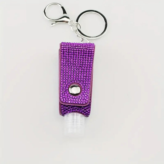 Rhinestone Hand Sanitizer Bottle Key Ring