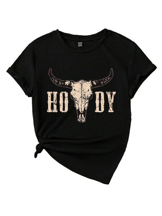 Black Longhorn Howdy T-Shirt