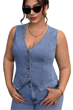 Henley Denim Vest